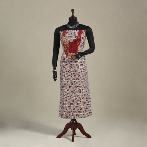 Beige - bagh patchwork cotton unstitched kurta material