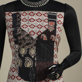 Beige - bagh patchwork cotton unstitched kurta material