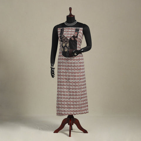 Beige - bagh patchwork cotton unstitched kurta material