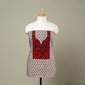  Beige Bagh Print Patchwork Cotton Kurta Material