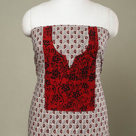  Beige Bagh Print Patchwork Cotton Kurta Material