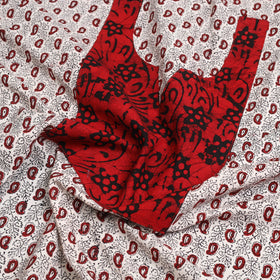  Beige Bagh Print Patchwork Cotton Kurta Material