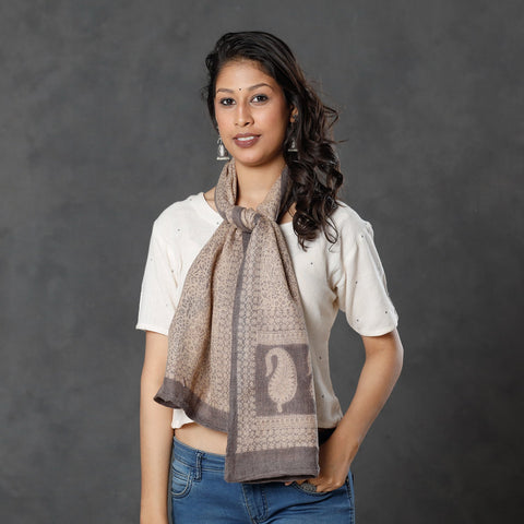  Bagh Block Printed Natural Dyed Woolen Muffler (61 in) 