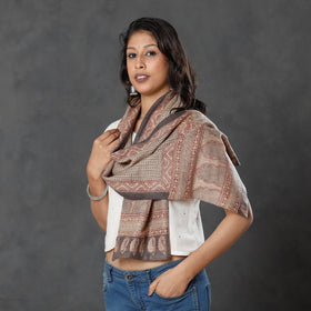  Bagh Block Printed Natural Dyed Woolen Muffler (61 in) 