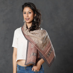  Bagh Block Printed Natural Dyed Woolen Muffler (61 in) 