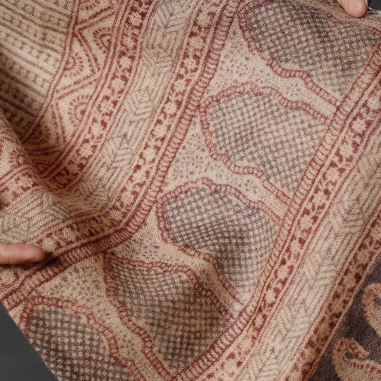  Bagh Block Printed Natural Dyed Woolen Muffler (61 in) 