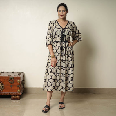 Buy Bagru Block Printed Cotton Flared Dress 16 Online at iTokri.com