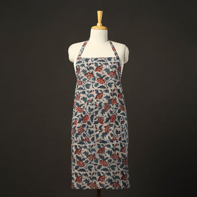 Beige Bagru Block Print Cotton Apron with Pocket