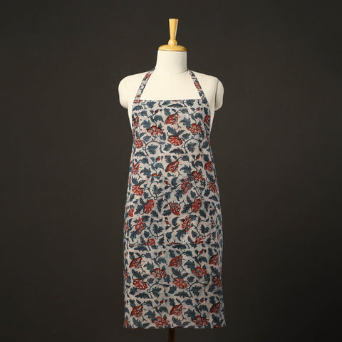 Beige Bagru Block Print Cotton Apron with Pocket