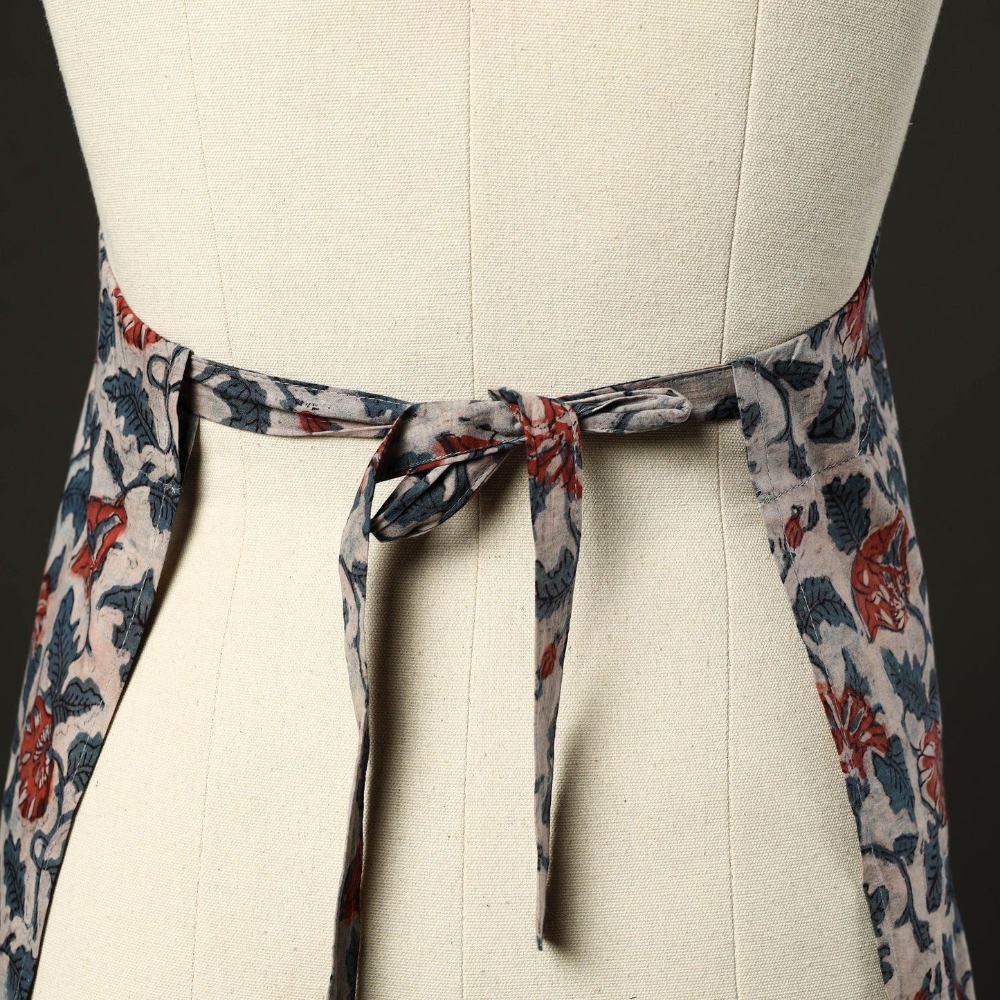 Beige Bagru Block Print Cotton Apron with Pocket