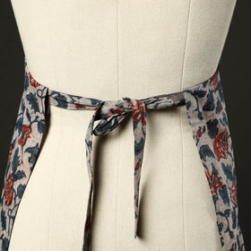Beige Bagru Block Print Cotton Apron with Pocket
