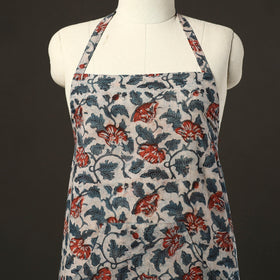 Beige Bagru Block Print Cotton Apron with Pocket
