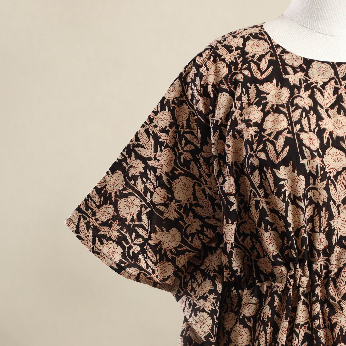 Buy Beige Bagru Block Print Cotton Kaftan