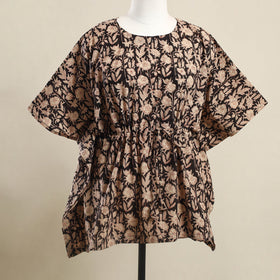 Buy Beige Bagru Block Print Cotton Kaftan