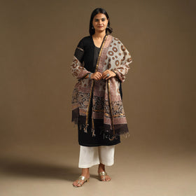 Beige - bagru cotton kota doria dupatta 11 - handcrafted
