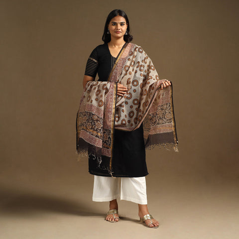 Beige - bagru cotton kota doria dupatta 11 - handcrafted
