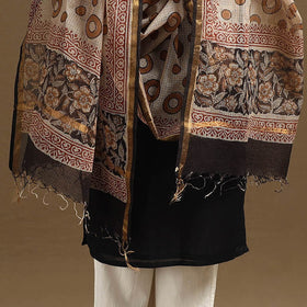 Beige - bagru cotton kota doria dupatta 11 - handcrafted