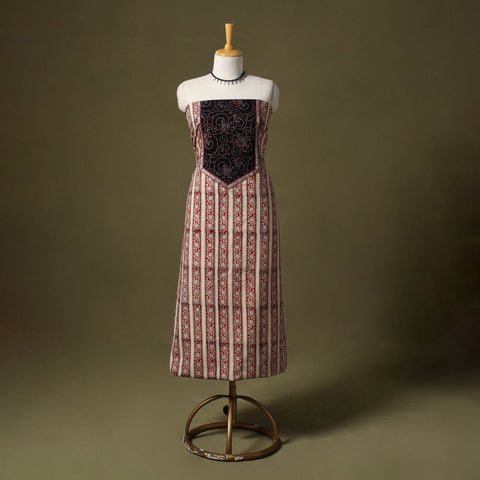 Beige - bagru cotton unstitched kurta material (2.55m) 58