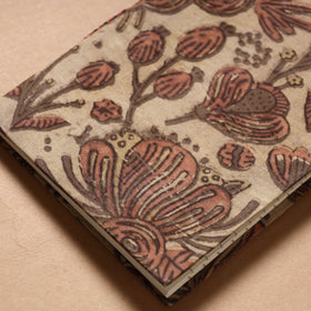 Beige - Bagru Fabric Cover Handmade Paper Notebook (7 x 5 in)