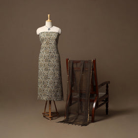 Bagru kalamkari hand natural dyed cotton 2pc unstitched