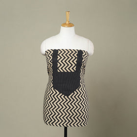 Buy Beige Bagru Print Patchwork Cotton Kurta Material