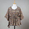 Beige Bagru Block Print Cotton Kaftan with Tie-Up Waist