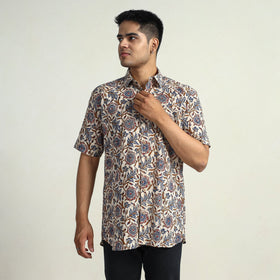   Bagru Block Printed Cotton Men Half Sleeve Shirt 12 