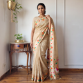 Pink Beige - Bangalore Silk Zari Border Saree, draped and worn by a woman, AI visual of the saree, iTokri