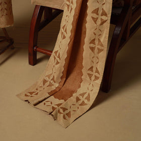 Beige - barmer cut work cotton applique 3pc unstitched