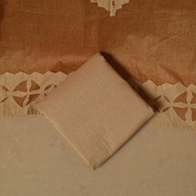 Beige - barmer cut work cotton applique 3pc unstitched