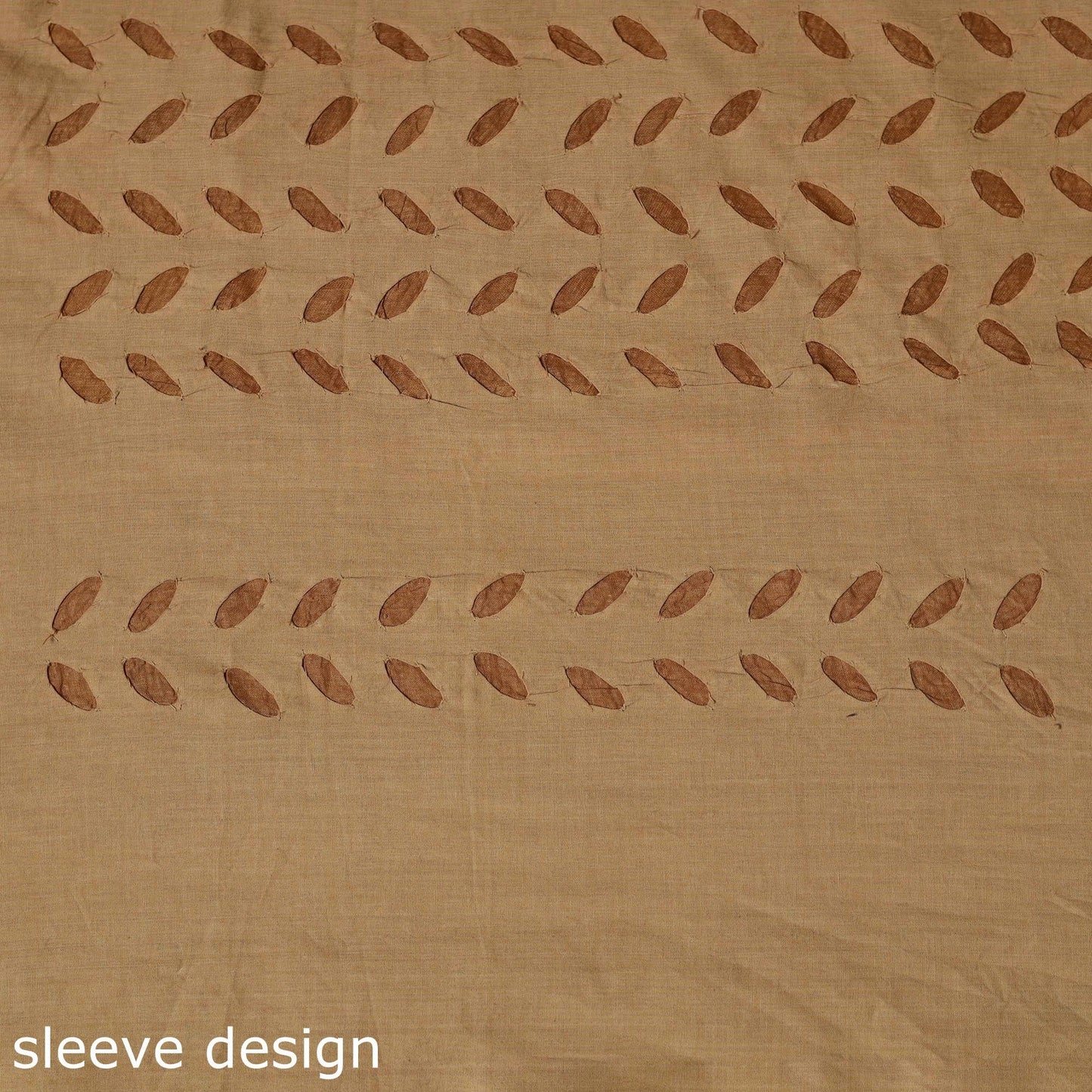 Beige - barmer cut work cotton applique 3pc unstitched