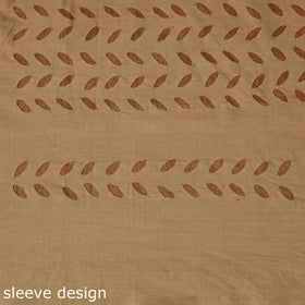 Beige - barmer cut work cotton applique 3pc unstitched