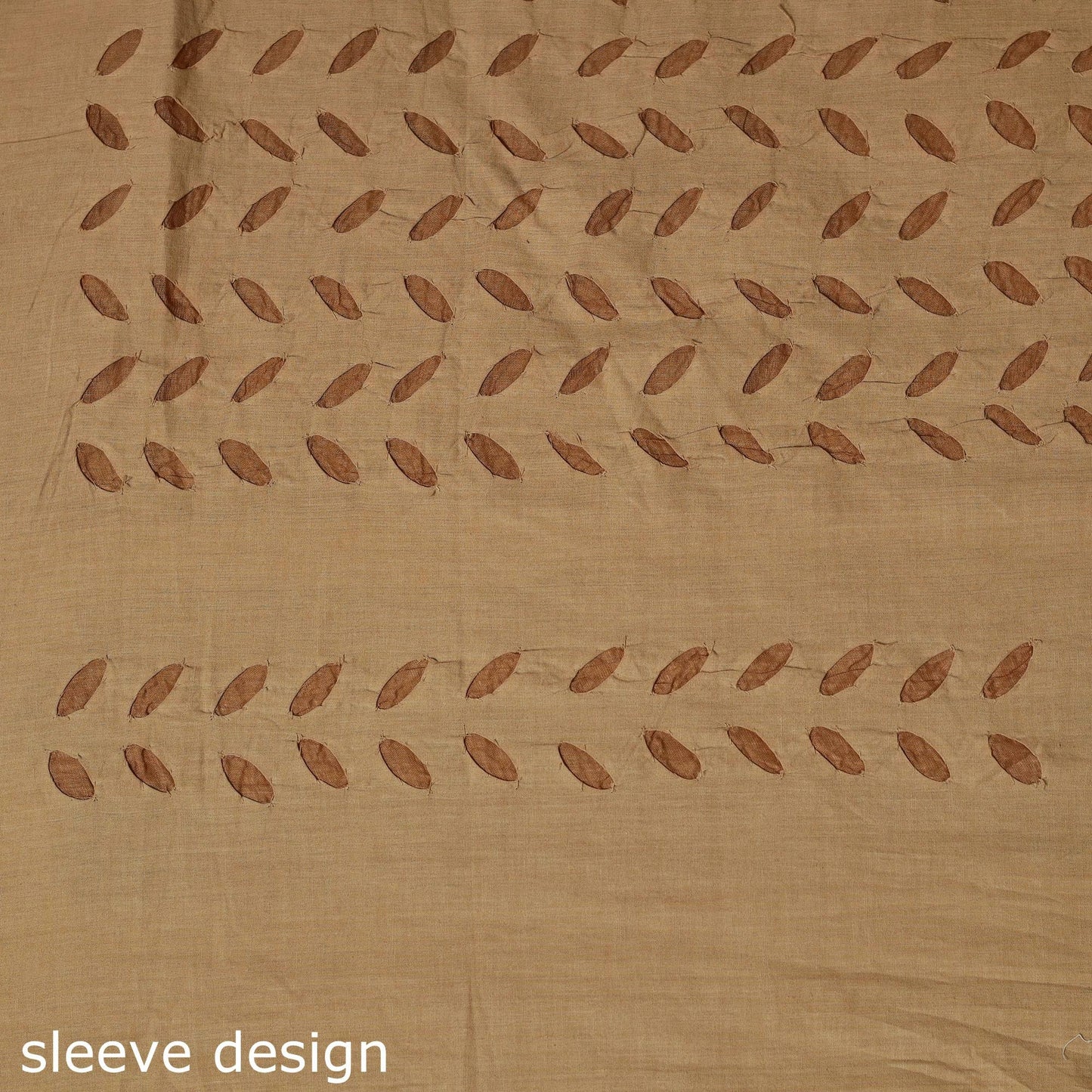 Beige - barmer cut work cotton applique 3pc unstitched