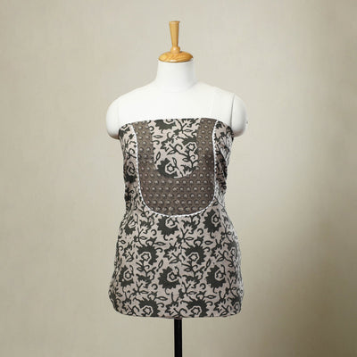 Beige - batik patchwork cotton unstitched kurta material