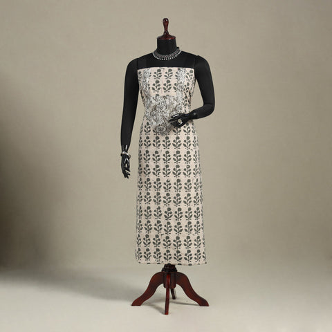 Beige - batik patchwork cotton unstitched kurta material