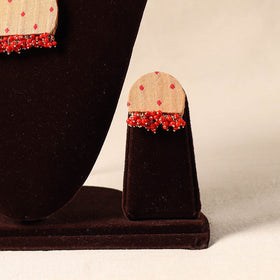 Beige Bead Work Fabart Necklace Set