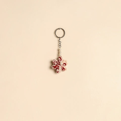 Beaded fabart flower keychain 33 - handcrafted