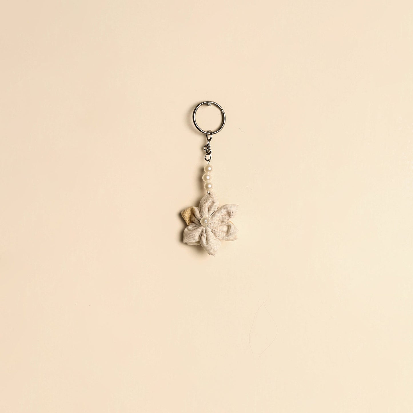 Beaded fabart flower keychain 37 - handcrafted