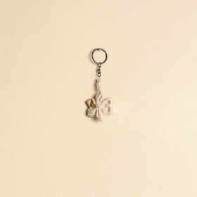 Beaded fabart flower keychain 37 - handcrafted