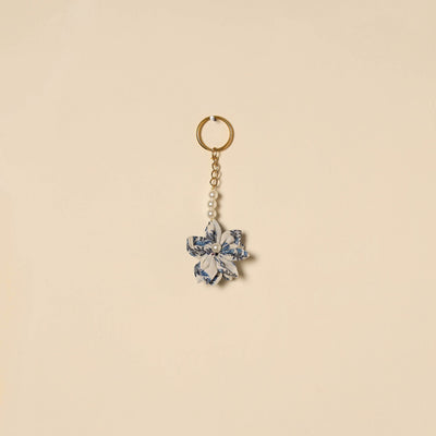 Beaded fabart flower keychain 40 - handcrafted