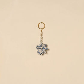 Beaded fabart flower keychain 40 - handcrafted