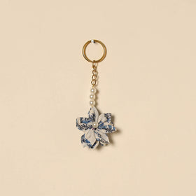 Beaded fabart flower keychain 40 - handcrafted