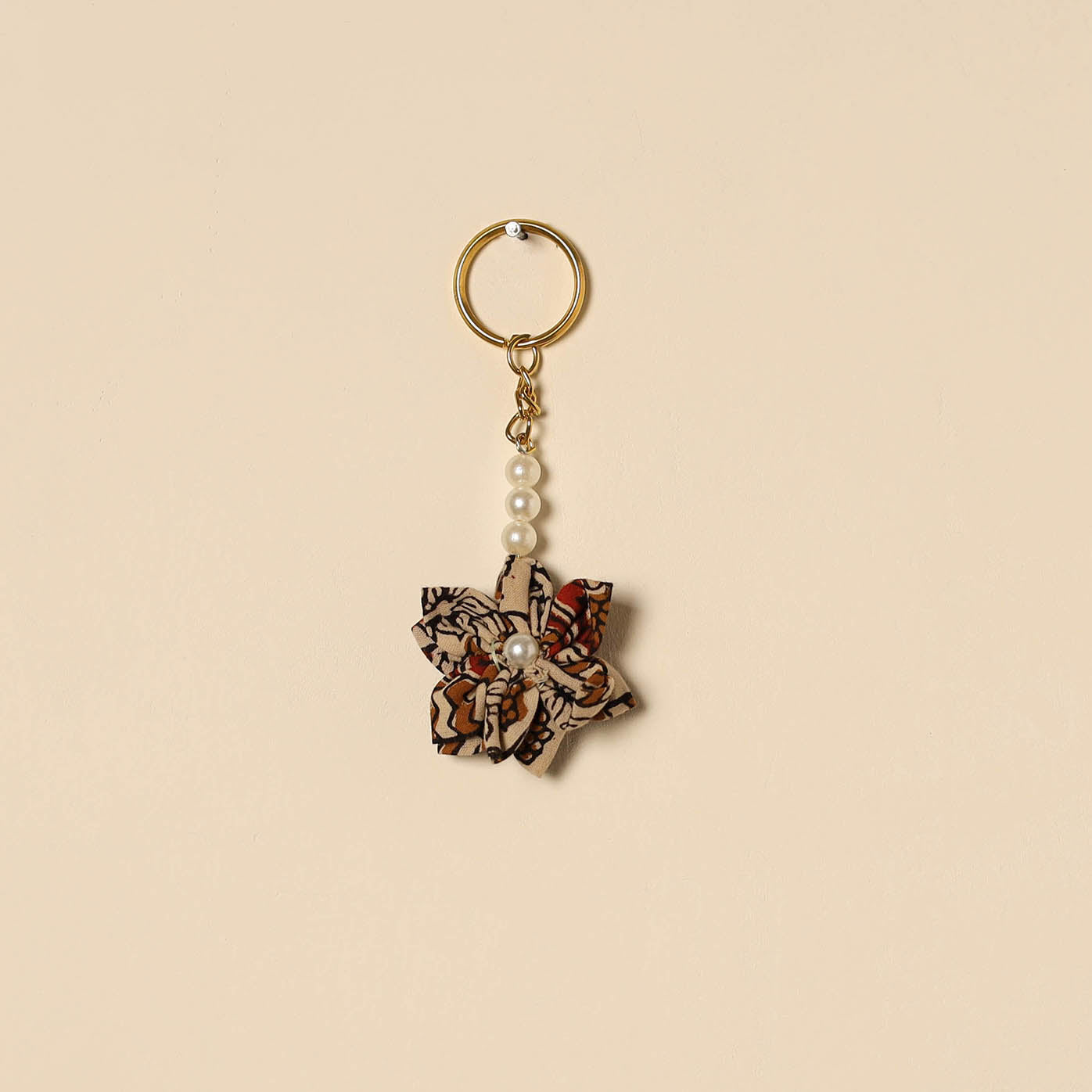 Beaded fabart flower keychain 42 - handcrafted