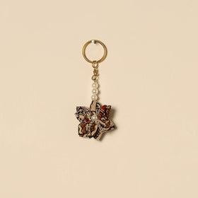 Beaded fabart flower keychain 42 - handcrafted