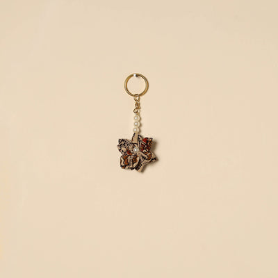 Beaded fabart flower keychain 42 - handcrafted