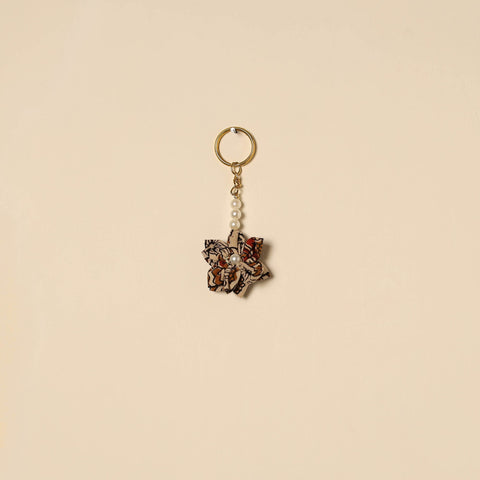 Beaded fabart flower keychain 42 - handcrafted