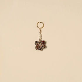 Beaded fabart flower keychain 42 - handcrafted