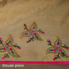 Bengal chanderi silk hand embroidered saree 04 - handcrafted