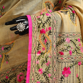 Bengal chanderi silk hand embroidered saree 04 - handcrafted