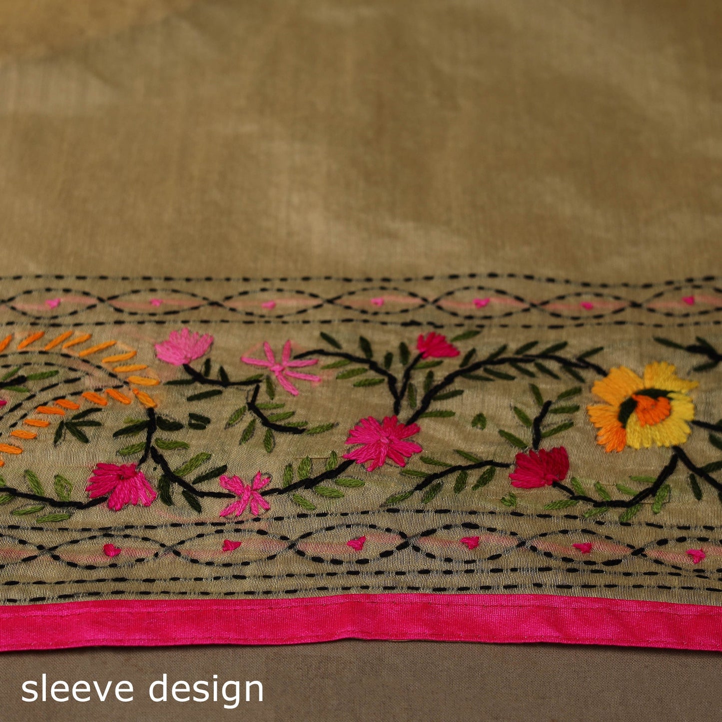 Bengal chanderi silk hand embroidered saree 04 - handcrafted